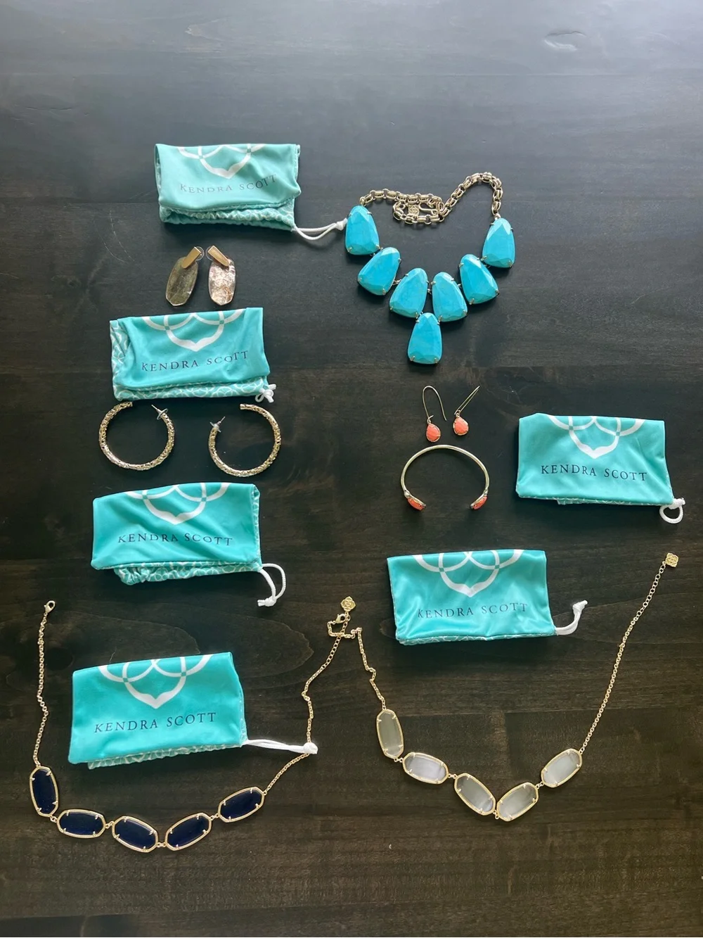 Kendra Scott Mixed Stone Necklace & Earring Lot - Turquoise and Coral Accents